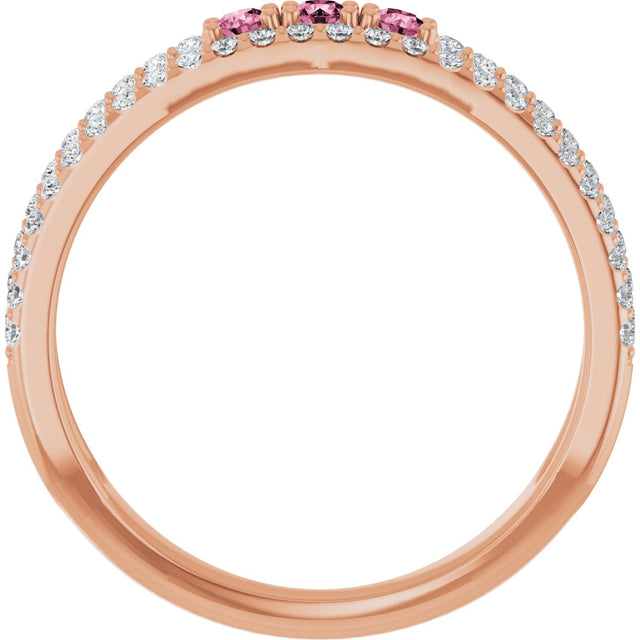 14K Gold Round Natural Pink Tourmaline Negative Space Ring - Rose Gold - view 7
