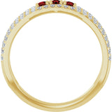 14K Gold Round Natural Mozambique Garnet Negative Space Ring - Yellow Gold - view 7