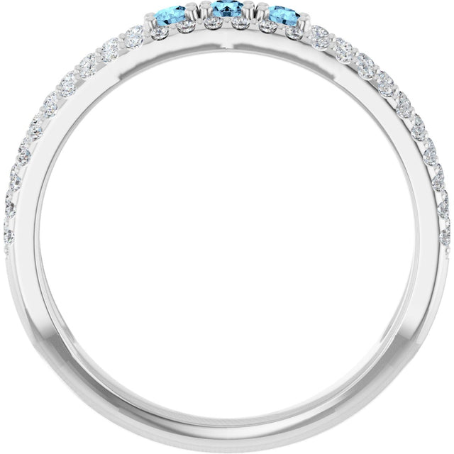 Platinum Round Natural Aquamarine Negative Space Ring - view 7