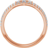 14K Gold Round Natural Diamond Negative Space Ring – 2mm Stones - Rose Gold - view 7