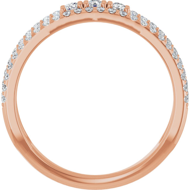 14K Gold Round Natural Diamond Negative Space Ring – 2mm Stones - Rose Gold - view 7