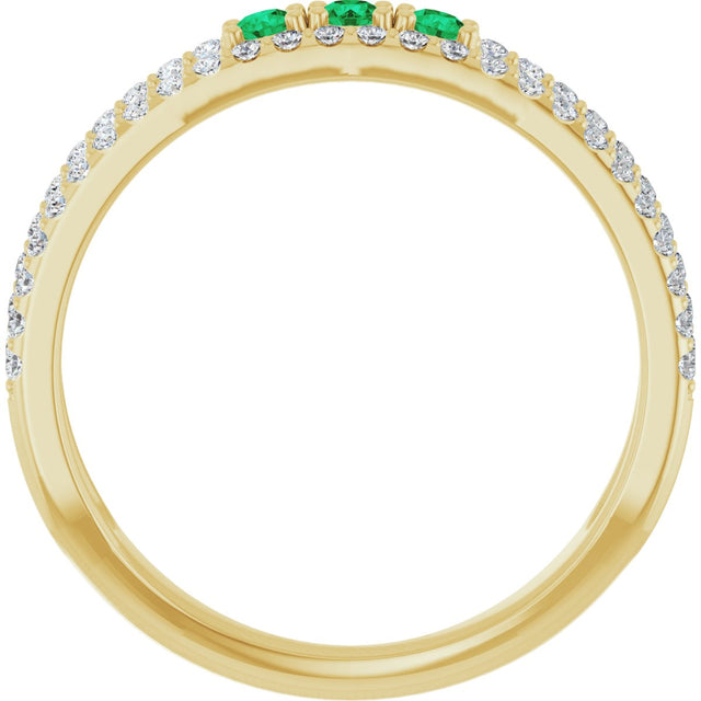 14K Gold Round Lab-Grown Emerald Negative Space Ring - Yellow Gold - view 7