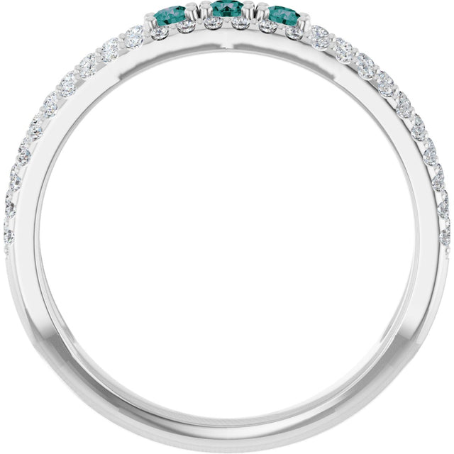 14K Gold Round Natural Alexandrite Negative Space Ring - White Gold - view 7