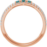 14K Gold Round Lab-Grown Alexandrite Negative Space Ring - Rose Gold - view 7