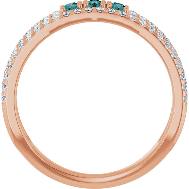 14K Gold Round Lab-Grown Alexandrite Negative Space Ring - Rose Gold - view 7