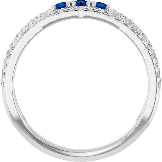 14K Gold Round Lab-Grown Blue Sapphire Negative Space Ring - White Gold - view 7