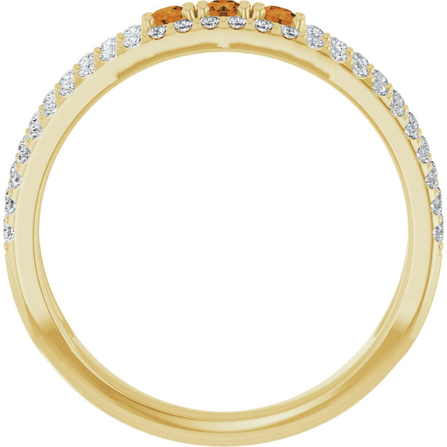 14K Gold Round Natural Citrine Negative Space Ring - Yellow Gold - view 7
