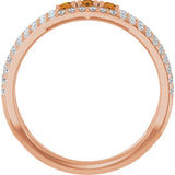 14K Gold Round Natural Citrine Negative Space Ring - Rose Gold - view 7