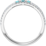 14K Gold Round Natural Blue Zircon Negative Space Ring - White Gold - view 7
