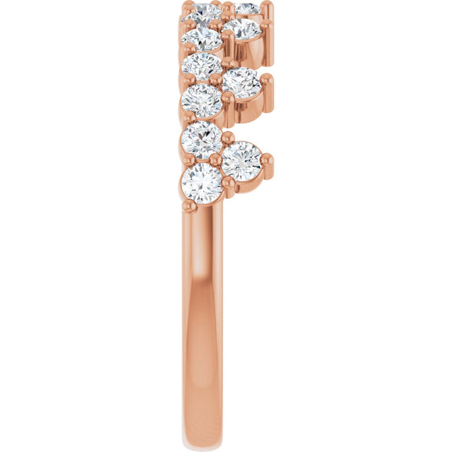 14K Gold Round Lab-Grown Diamond Accented Crown Ring - Rose Gold - view 14