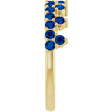14K Gold Round Lab-Grown Blue Sapphire Accented Crown Ring - Yellow Gold - view 14