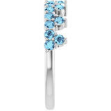 14K Gold Round Natural Aquamarine Accented Crown Ring - White Gold - view 14