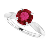 Platinum Round Lab-Grown Ruby & Natural Diamond Accented Vintage-Inspired Ring - view 5