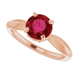 14K Gold Round Lab-Grown Ruby & Natural Diamond Accented Vintage-Inspired Ring - Rose Gold - view 5