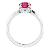 Platinum Round Lab-Grown Ruby & Natural Diamond Accented Vintage-Inspired Ring - view 2