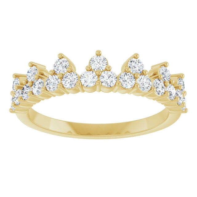 14K Gold Round Lab-Grown Diamond Accented Crown Ring - Yellow Gold - view 13