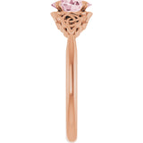 14K Gold Oval Natural Pink Morganite Celtic-Inspired Solitaire Ring - Rose Gold - view 4