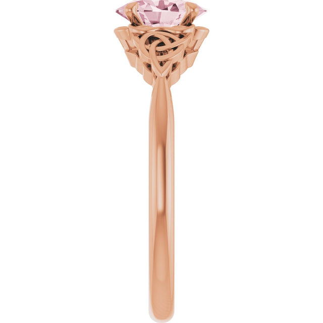 14K Gold Oval Natural Pink Morganite Celtic-Inspired Solitaire Ring - Rose Gold - view 4