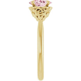 14K Gold Oval Natural Pink Morganite Celtic-Inspired Solitaire Ring - Yellow Gold - view 4