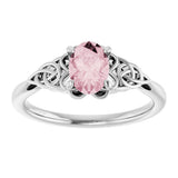 Platinum Oval Natural Pink Morganite Celtic-Inspired Solitaire Ring - view 3