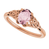 14K Gold Oval Natural Pink Morganite Celtic-Inspired Solitaire Ring - Rose Gold - view 5