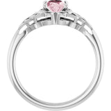 Platinum Oval Natural Pink Morganite Celtic-Inspired Solitaire Ring - view 2