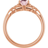 14K Gold Oval Natural Pink Morganite Celtic-Inspired Solitaire Ring - Rose Gold - view 2