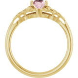 14K Gold Oval Natural Pink Morganite Celtic-Inspired Solitaire Ring - Yellow Gold - view 2