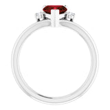 Platinum Natural Mozambique Garnet & Natural Diamond Accented Heart Ring - view 2