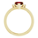 14K Gold Natural Mozambique Garnet & Natural Diamond Accented Heart Ring - Yellow Gold - view 2
