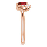 14K Gold Natural Mozambique Garnet & Natural Diamond Accented Heart Ring - Rose Gold - view 4