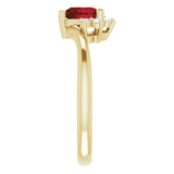 14K Gold Natural Mozambique Garnet & Natural Diamond Accented Heart Ring - Yellow Gold - view 4