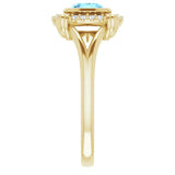14K Gold Round Natural Aquamarine & Natural Diamond Bezel-Set Halo-Style Ring - Yellow Gold - view 4