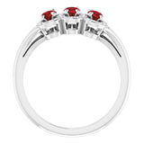 Platinum Oval Natural Mozambique Garnet & Natural Diamond Halo-Style Three-Stone Ring – 5x3mm - view 2
