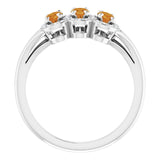 Platinum Oval Natural Citrine & Natural Diamond Halo-Style Three-Stone Ring - view 2