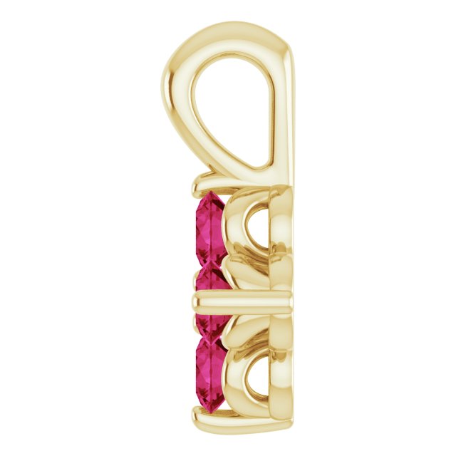 14K Gold Round Natural Ruby Youth Birthstone Necklace or Pendant II - Yellow Gold - view 3