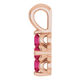 14K Gold Round Natural Ruby Youth Birthstone Necklace or Pendant II - Rose Gold - view 3