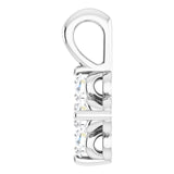 14K Gold Round Natural White Sapphire Youth Birthstone Necklace or Pendant II - White Gold - view 3