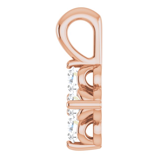 14K Gold Round Natural White Sapphire Youth Birthstone Necklace or Pendant II - Rose Gold - view 3