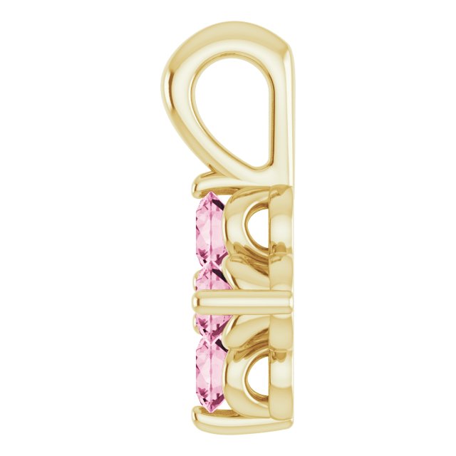 14K Gold Round Natural Pink Tourmaline Youth Birthstone Necklace or Pendant II - Yellow Gold - view 3