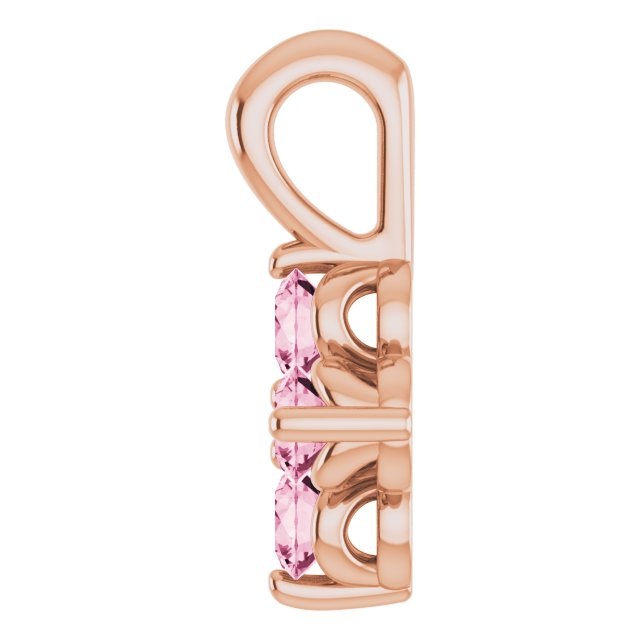 14K Gold Round Natural Pink Tourmaline Youth Birthstone Necklace or Pendant II - Rose Gold - view 3