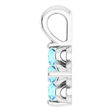 14K Gold Round Natural Aquamarine Youth Birthstone Necklace or Pendant II - White Gold - view 3