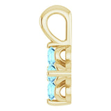 14K Gold Round Natural Aquamarine Youth Birthstone Necklace or Pendant II - Yellow Gold - view 3