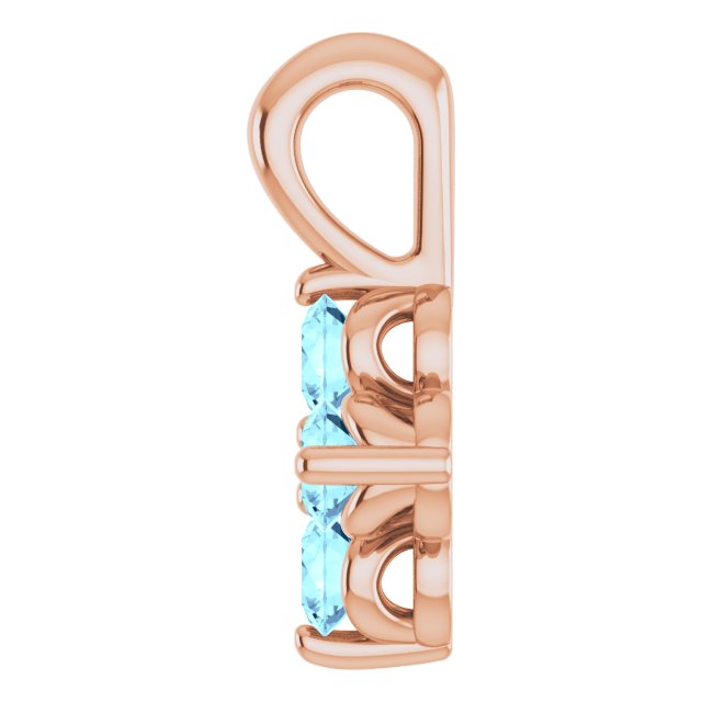 14K Gold Round Natural Aquamarine Youth Birthstone Necklace or Pendant II - Rose Gold - view 3