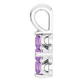 14K Gold Round Natural Amethyst Youth Birthstone Necklace or Pendant II - White Gold - view 3