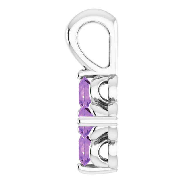 14K Gold Round Natural Amethyst Youth Birthstone Necklace or Pendant II - White Gold - view 3
