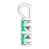 Platinum Round Natural Emerald Youth Birthstone Necklace or Pendant - view 3