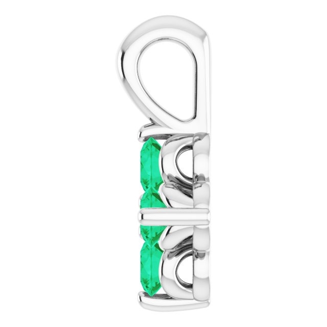 14K Gold Round Natural Emerald Youth Birthstone Necklace or Pendant II - White Gold - view 3