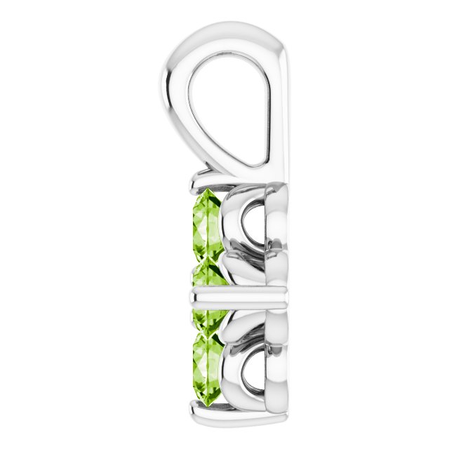 14K Gold Round Natural Peridot Youth Birthstone Necklace or Pendant II - White Gold - view 3