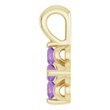 14K Gold Round Natural Amethyst Youth Birthstone Necklace or Pendant II - Yellow Gold - view 3